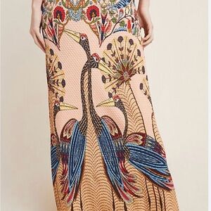 FARM for Anthropologie Cream Embellished Maxi Pencil Skirt